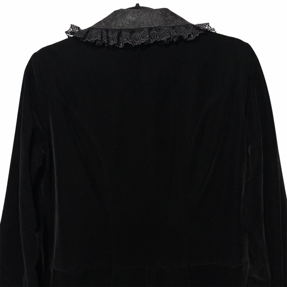 DARK IN LOVE NWT Black Velvet Lace Bell Sleeve Button Front Jacket - Picture 6 of 14